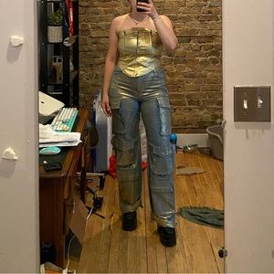 NWT  AKIRA Gold Jean Strapless Corset Top